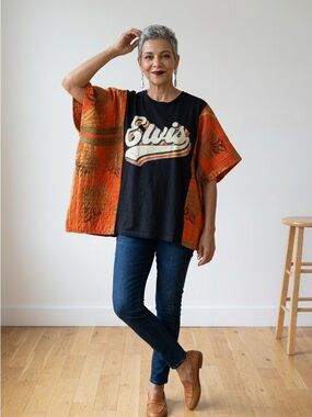 Handcrafted Upcycled Elvis Kantha Tunic NWT One Size